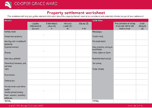 Property Settlement Worksheet Template