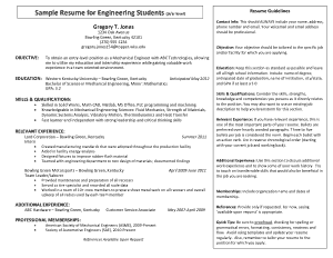 Sample Resume for Engineering Students Template