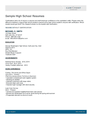 High School CV Without Certification Template