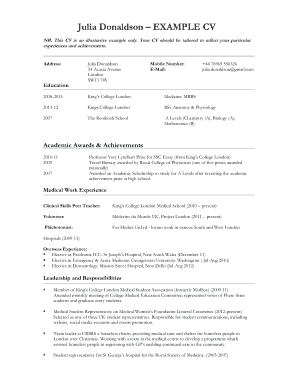 Experience Medical Student CV Template
