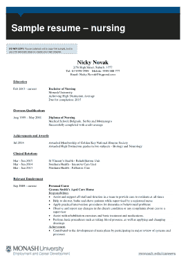Free Download PDF Books, Sample Nurse Resume Template