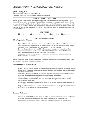 Administrative Functional CV Template