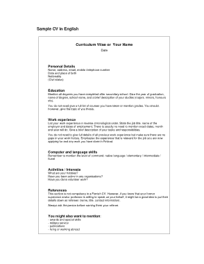 Job Format CV Template