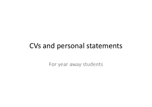 Personal Statement Example CV Template