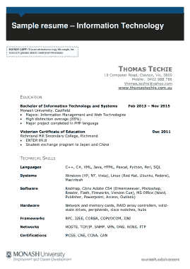 Sample Resume Information Technology Template