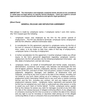 Sample General Release and Separation Agreement Template