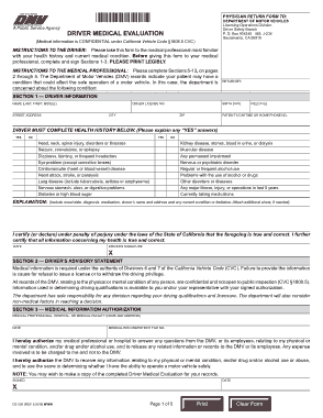 Driver Medical Evaluation Form Template