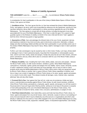 Release of Liability Agreement Sample Template