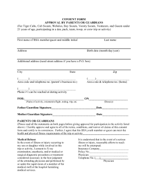 Boy Scout Medical Release Form Template