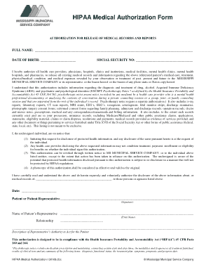 HIPAA Medical Authorization Release Form Template