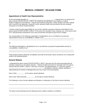 Medical Consent Release Form Template