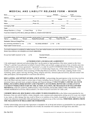 Medical Release Form for Minors Template