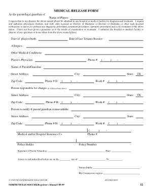Medical Release Form Template Template