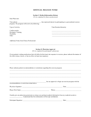 Medical Release Form To Print Template
