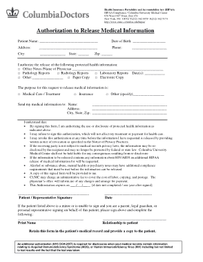 Patient Medical Information Release Form Template
