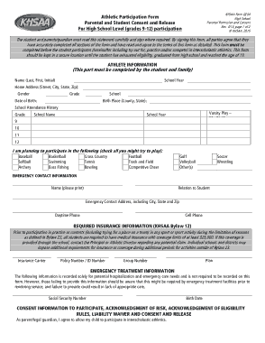 Student Medical Consent and Release Form Template