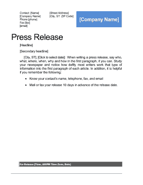 Free Download PDF Books, Press Release Sample Template