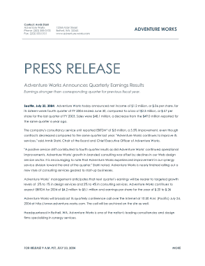 Submit Press Release Template