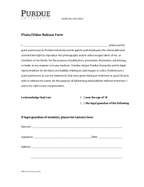 Photo Video Release Form Template