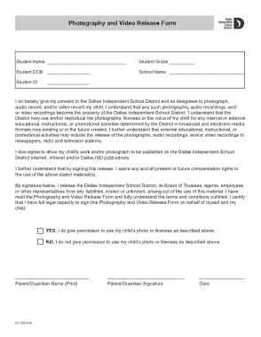 Photography and Video Release Form Template