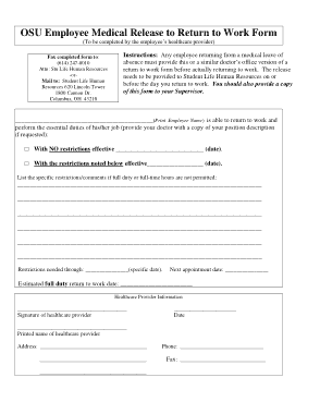 Free Download PDF Books, Sample Medical Work Release Form Template
