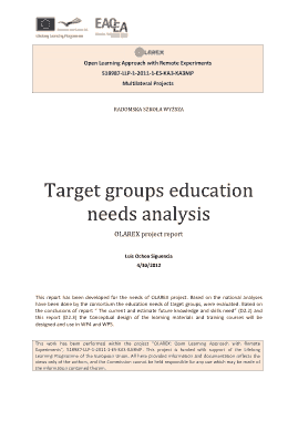 Target Group Educational Needs Analysis Template