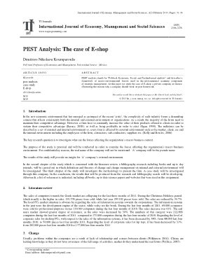 Free Download PDF Books, Basic PEST E-shop Analysis Template
