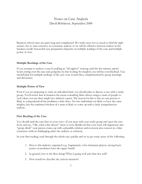 Case Analysis Notes Template