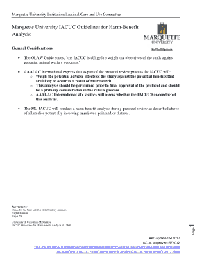 Marquette University IACUC Guidelines Analysis Template