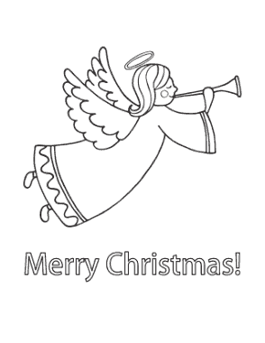 Christmas Angel Trumpet Merry Coloring Template