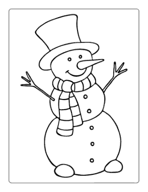 Christmas Cute Snowman With Scarf Coloring Template
