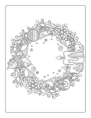 Christmas Decorative Wreath Candles Coloring Template