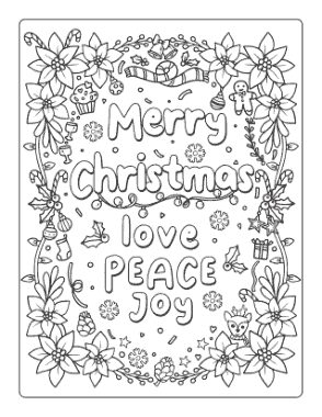 Christmas Love Peace Joy Poster Doodle Coloring Template