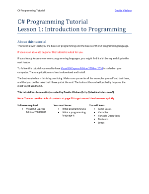 C# Programming Tutorial Lesson 1 – Introduction To Programming, Pdf Free Download