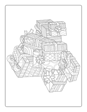 Christmas Pile Of Presents Gifts Coloring Template