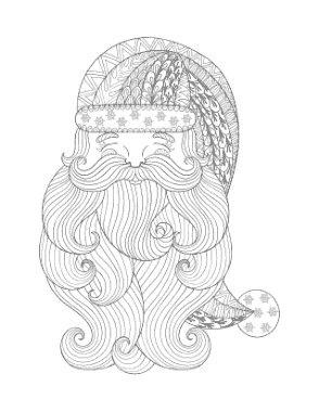 Christmas Santa Claus Face Intricate Doodle Coloring Template