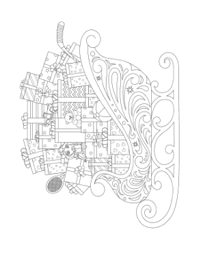 Christmas Sleigh Laden With Toys Coloring Template