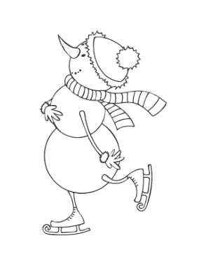 Christmas Snowman Skates Scarf Carrot Coloring Template