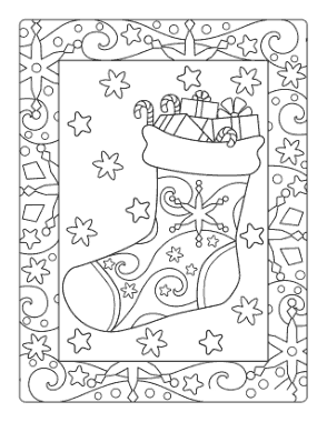 Christmas Stocking Doodle Coloring Template