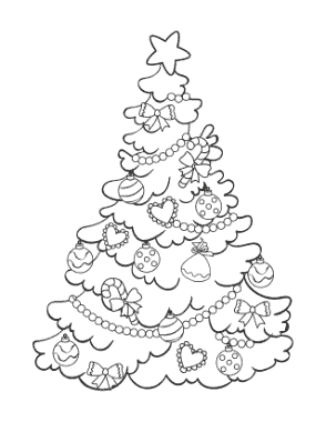 Christmas Tree Simple Decorated Tree To Color Coloring Template