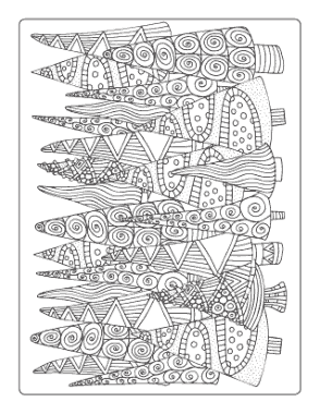 Christmas Trees Doodle Coloring Template