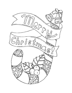 Merry Christmas Decorated Candy Cane Coloring Template