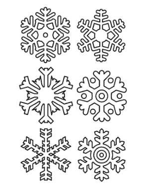 Snowflake Simple Outline 6 Designs P4 Coloring Template
