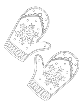 Snowflake Winter Mittens Coloring Template