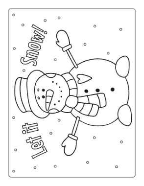 Snowman Let It Snow Cute Coloring Template