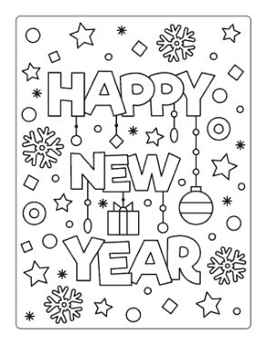 Winter Happy New Year Coloring Template