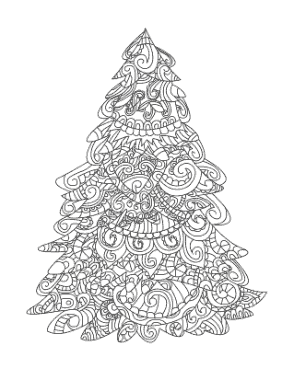 Christmas Patterned Tree Free Coloring Template