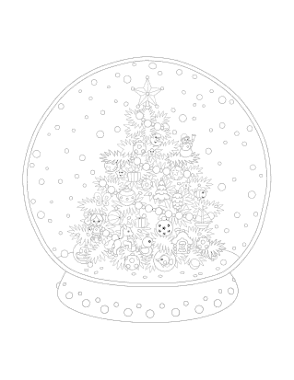 Christmas Snowglobe Decorated Tree Free Coloring Template