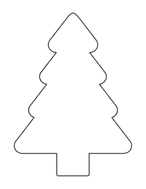 Christmas Tree Blank Outline Rounded Free Coloring Template