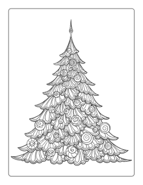 Christmas Tree For Adults Detailed Tree Baubles Free Coloring Template
